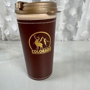Whirley Urban Wrangler Insulated Colorado Travel Mug Faux Leather Sleeve